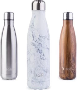 TIGR The Original - Drinkfles - Thermosfles - RVS - 500ml - Marmer - Met Afwasborstel