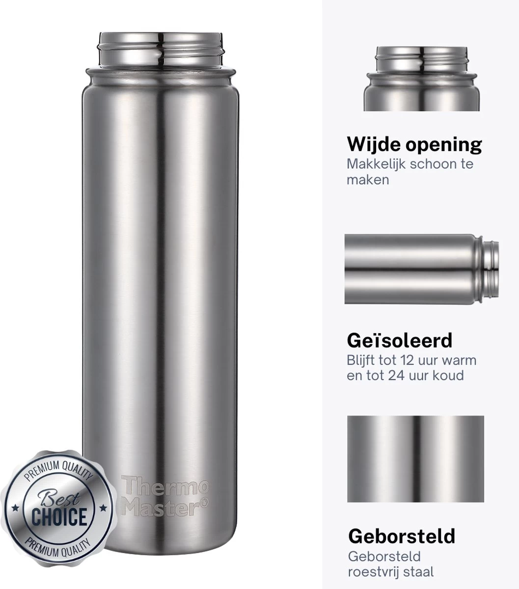 Thermo Master MasterBottle Drinkfles Met 3 Doppen - 650 Ml - Staal 3 Thermo Master MasterBottle Drinkfles Met 3 Doppen - 650 Ml - Staal - Afbeelding 3