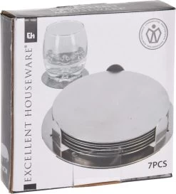 Excellent Houseware 12x Onderzetters Zilver RVS Met Houder 8,5 Cm Voor Glazen 7 Excellent Houseware 12x Onderzetters Zilver RVS Met Houder 8,5 Cm Voor Glazen -Brita Verkoop 1085x1200