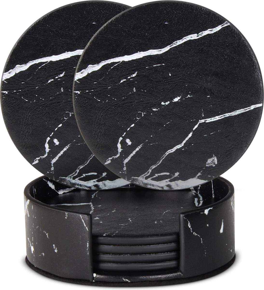 Castagnola Lederen Onderzetters Met Houder – Onderzetters Voor Glazen – Onderzetters Design – Onderzettersset – Drink Onderzetters – Leder – Leren Onderzetters – Set Van 6 – Zwart/Wit 1 Castagnola Lederen Onderzetters Met Houder – Onderzetters Voor Glazen – Onderzetters Design – Onderzettersset – Drink Onderzetters – Leder – Leren Onderzetters – Set Van 6 – Zwart/Wit