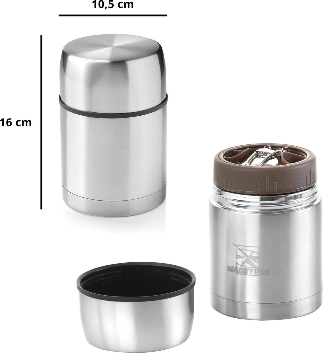 MacGyver Voedselcontainer 600ML - Thermoskan Rvs - Onbreekbaar - 16cm 2 MacGyver Voedselcontainer 600ML - Thermoskan Rvs - Onbreekbaar - 16cm - Afbeelding 2