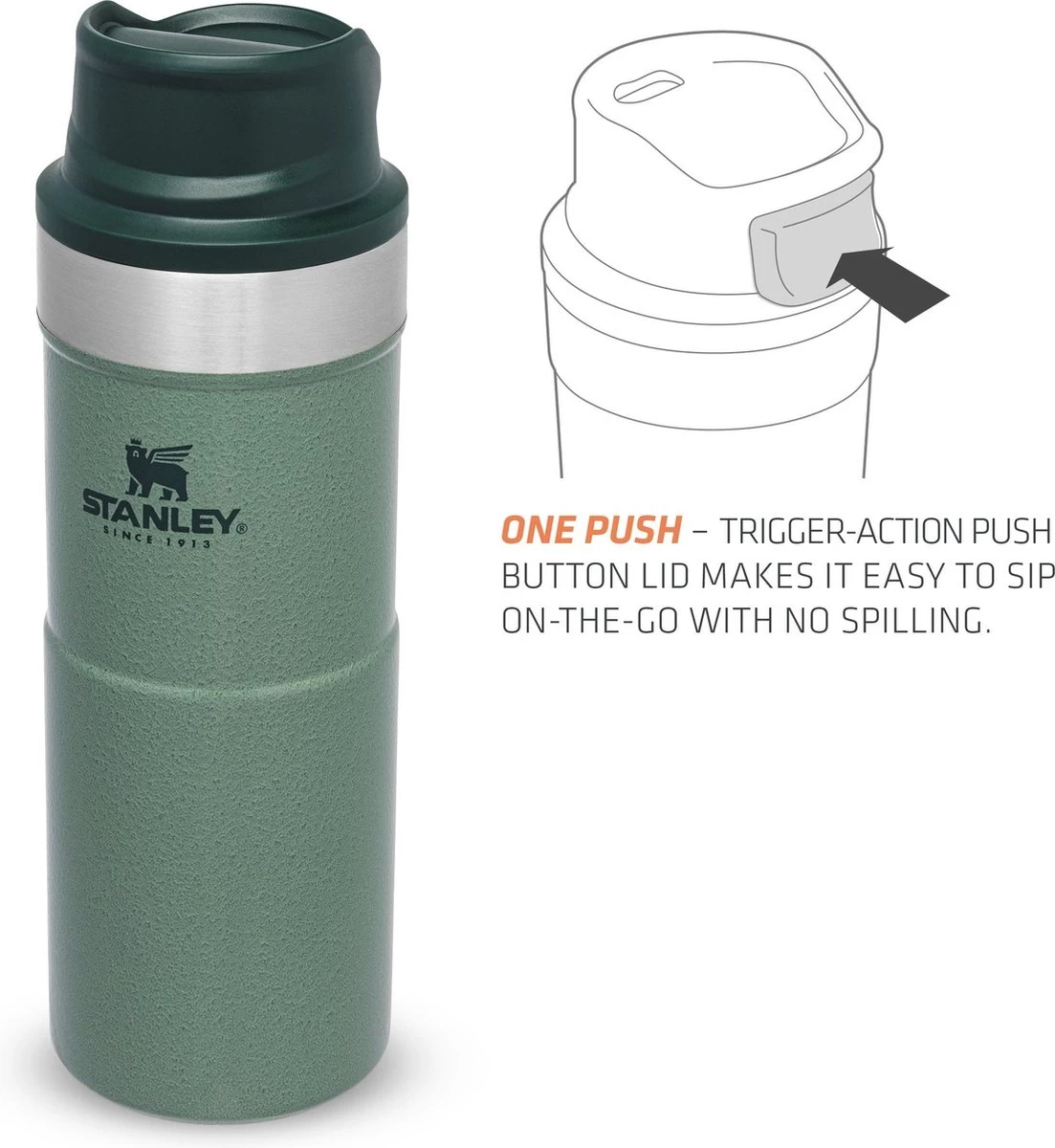 Stanley Trigger-Action Travel Mug 0.35L - Thermosfles - Hammertone Green 7 Stanley Trigger-Action Travel Mug 0.35L - Thermosfles - Hammertone Green - Afbeelding 7