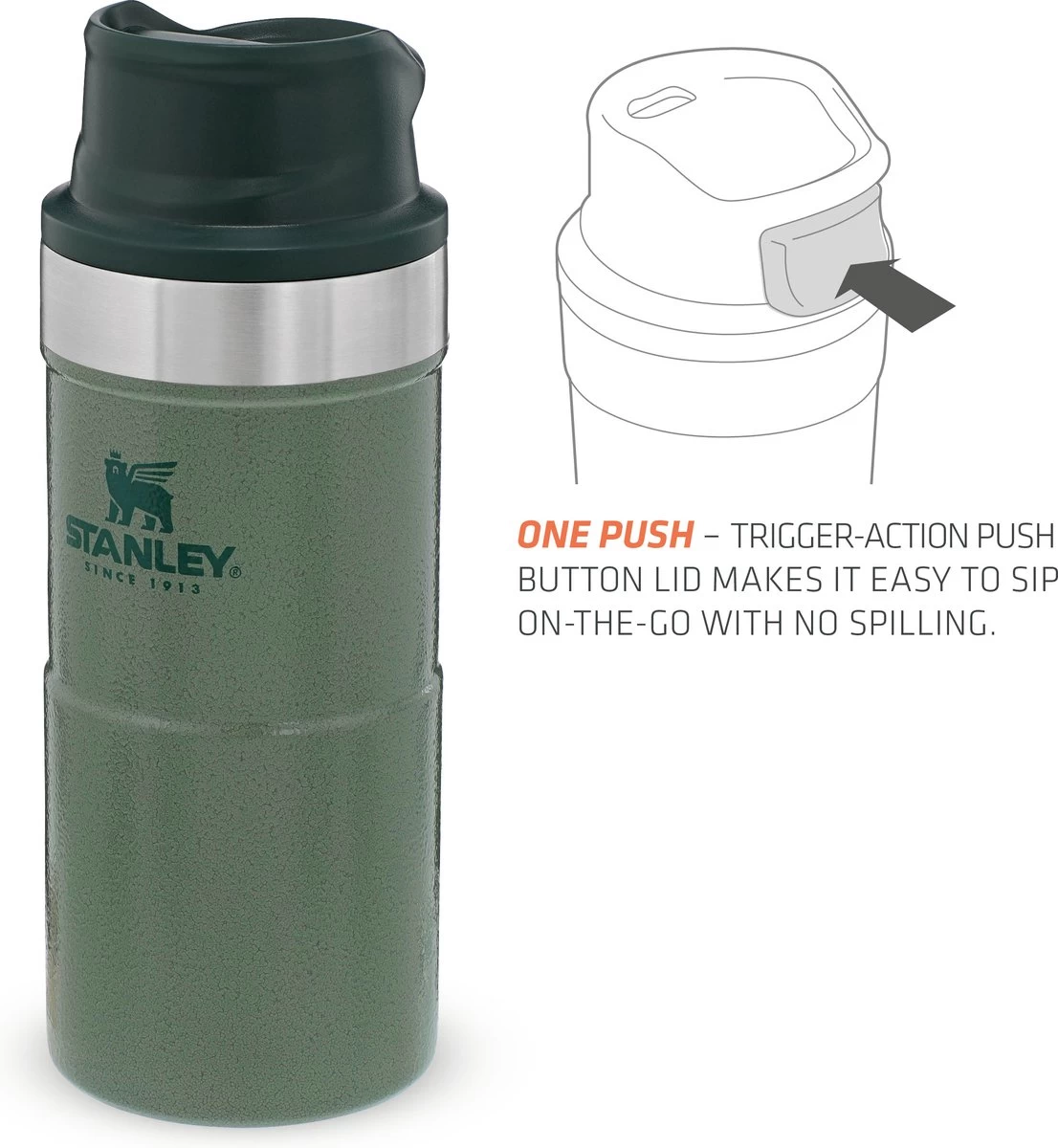Stanley Trigger-Action Travel Mug 0.35L - Thermosfles - Hammertone Green 9 Stanley Trigger-Action Travel Mug 0.35L - Thermosfles - Hammertone Green - Afbeelding 9
