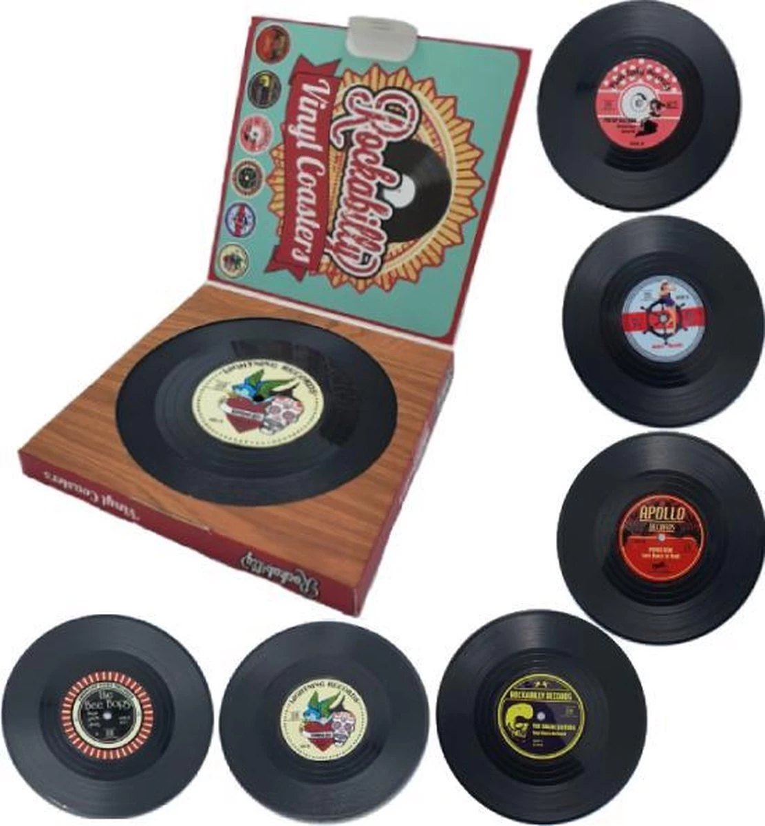 Retro LP + Rockabilly LP - Vinyl Onderzetters - 12 Stuks - Onderzetters Voor Glazen - ODaani 4 Retro LP + Rockabilly LP - Vinyl Onderzetters - 12 Stuks - Onderzetters Voor Glazen - ODaani - Afbeelding 4