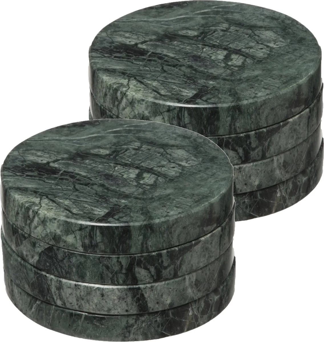 Set Van 8x Ronde Onderzetters Voor Glazen D10 Cm Groen Marmer 1 Set Van 8x Ronde Onderzetters Voor Glazen D10 Cm Groen Marmer