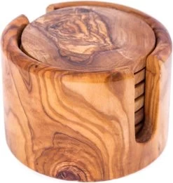 Yakelos Onderzetters Olijfhout Handgemaakt 6 Stuks