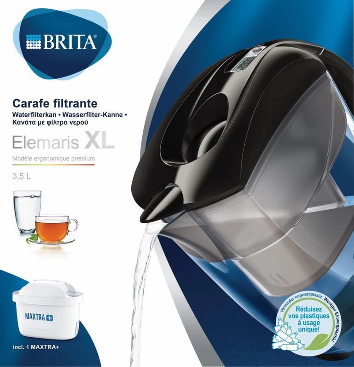 BRITA - Waterfilterkan Elemaris - Zwart - 3,5L - Inclusief 1 Maxtra+ Waterfilterpatroon 12 BRITA - Waterfilterkan Elemaris - Zwart - 3,5L - Inclusief 1 Maxtra+ Waterfilterpatroon - Afbeelding 12