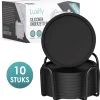 Siliconen Onderzetters Met Houder - 10 Stuks - Onderleggers Voor Glazen - Glasonderzetters Voor Op Tafel - Coasters - Zwart - Rond