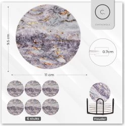 Castagnola Keramische Onderzetters Met Houder – Onderzetters Voor Glazen – Onderzetters Design – Onderzettersset – Drink Onderzetters – Keramisch – Kurk – Set Van 6 – Grijs/Goud -Brita Verkoop 1190x1200 7