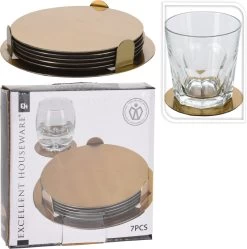 Excellent Houseware Onderzetters - 6 Stuks - Goud - RVS - Rond D8,5 Cm -Brita Verkoop 1192x1200