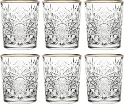 Libbey Hobstar Drinkglas Gold – 355 Ml / 35,5 Cl - 6 Stuks - Vintage Design - Hoge Kwaliteit - Gouden Rand