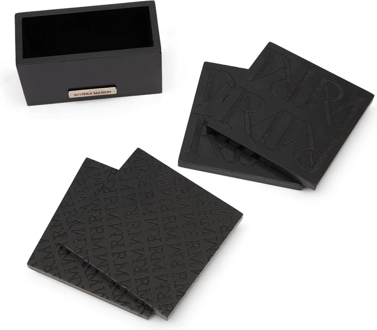 Riviera Maison Onderzetters Voor Glazen - RM Identity Coasters - Zwart 3 Riviera Maison Onderzetters Voor Glazen - RM Identity Coasters - Zwart - Afbeelding 3
