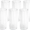 Merkloos 6x Stuks Herbruikbare Kunststof Longdrinkglazen 400 Ml Met Kristaleffect