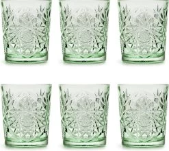 Libbey Drinkglas Hobstar Ebony Green – 355 Ml/ 35,5 Cl - 6 Stuks - Vintage Design - Vaatwasserbestendig - Hoge Kwaliteit