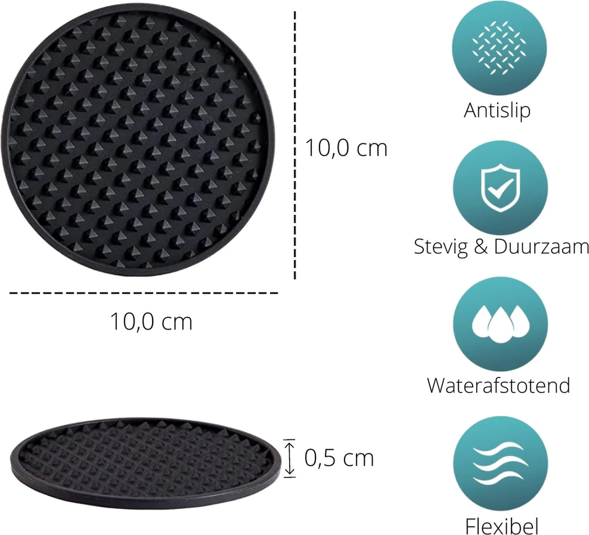 Castagnola Siliconen Onderzetters Met Houder – Onderzetters Voor Glazen – Onderzetters Design – Onderzettersset – Drink Onderzetters – Hoogwaardige Siliconen – Set Van 14 – Zwart 4 Castagnola Siliconen Onderzetters Met Houder – Onderzetters Voor Glazen – Onderzetters Design – Onderzettersset – Drink Onderzetters – Hoogwaardige Siliconen – Set Van 14 – Zwart - Afbeelding 4