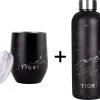 TIGR The Combo - Voordeelset Minimalist Thermosfles En Cup Warmhoudbeker - 500ml - Zwart Marmer
