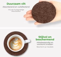 Soothe Onderzetters Voor Glazen - Vilt 10 Stuks – Bruin – Onderzetters Met Houder – Handgemaakt - Hittebestendig, Absorberend En Duurzaam 16 Soothe Onderzetters Voor Glazen - Vilt 10 Stuks – Bruin – Onderzetters Met Houder – Handgemaakt - Hittebestendig, Absorberend En Duurzaam -Brita Verkoop 1200x1122 3