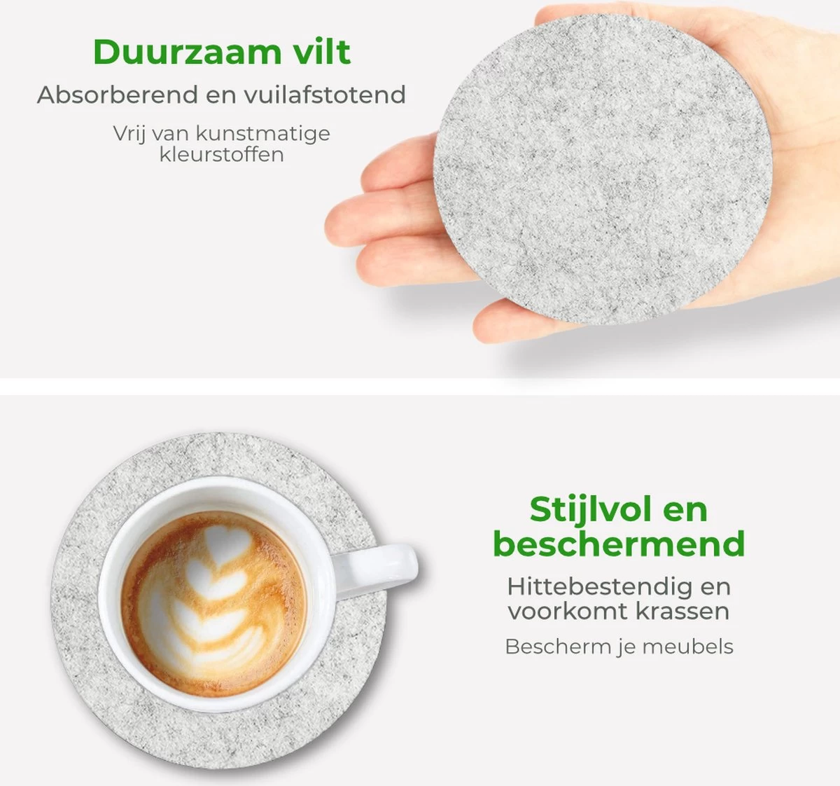 Soothe Onderzetters Voor Glazen - Vilt 10 Stuks – Lichtgrijs – Onderzetters Met Houder – Handgemaakt - Hittebestendig, Absorberend En Duurzaam 8 Soothe Onderzetters Voor Glazen - Vilt 10 Stuks – Lichtgrijs – Onderzetters Met Houder – Handgemaakt - Hittebestendig, Absorberend En Duurzaam - Afbeelding 8