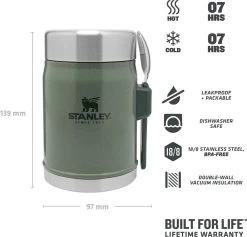 Stanley The Legendary Food Jar + Spork 0,4L - Thermosfles - Hammertone Green -Brita Verkoop 1200x1151 3