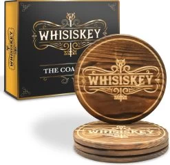 Whisiskey Onderzetters - Hout - Whisky Onderzetter - Onderzetters Voor Glazen - Onderzetters Design - Whiskey Glazen - Cadeau Voor Man & Vrouw