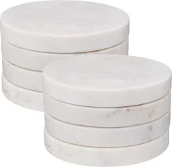 Secret De Gourmet Onderzetters Voor Glazen - 8 Stuks - Marmer - Wit