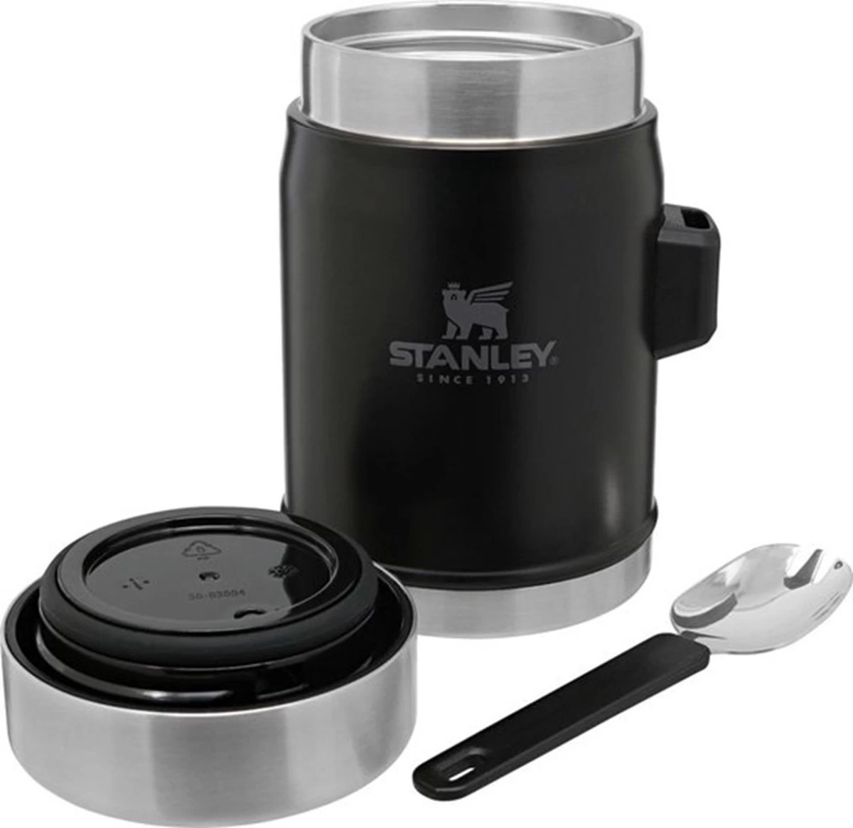 Stanley The Legendary Food Jar + Spork 0,4L - Thermosfles - Matt Black 2 Stanley The Legendary Food Jar + Spork 0,4L - Thermosfles - Matt Black - Afbeelding 2