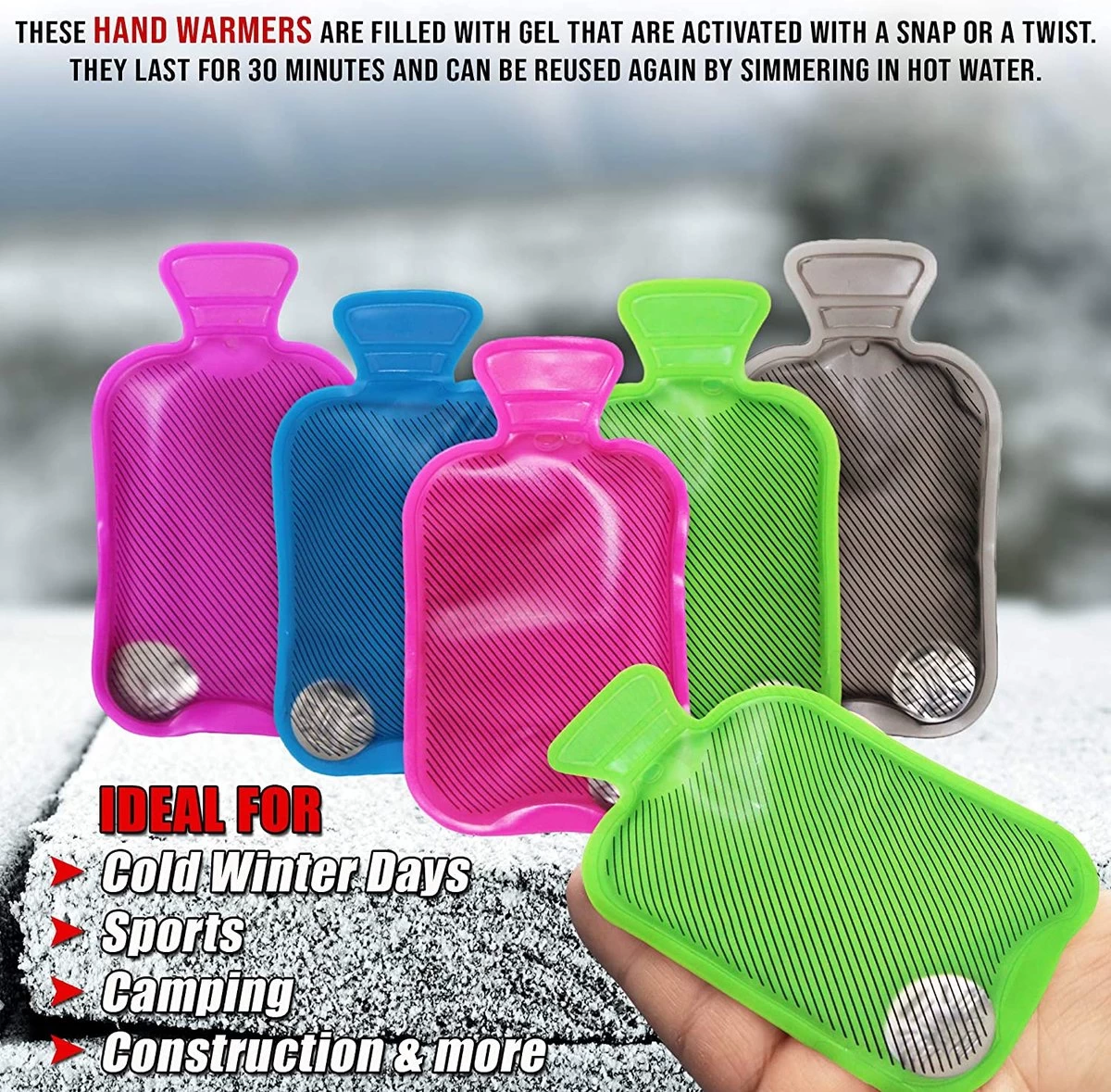 BRAMBLE 5 Mini Handwarmer Kruiken - Herbruikbare Warmwaterkruiken - Knijp Of Draai Voor Directe Warmte - Perfecte Maat Voor Handschoenen En Zakken - Reizen, Sport, Camping, Wandelen 4 BRAMBLE 5 Mini Handwarmer Kruiken - Herbruikbare Warmwaterkruiken - Knijp Of Draai Voor Directe Warmte - Perfecte Maat Voor Handschoenen En Zakken - Reizen, Sport, Camping, Wandelen - Afbeelding 4