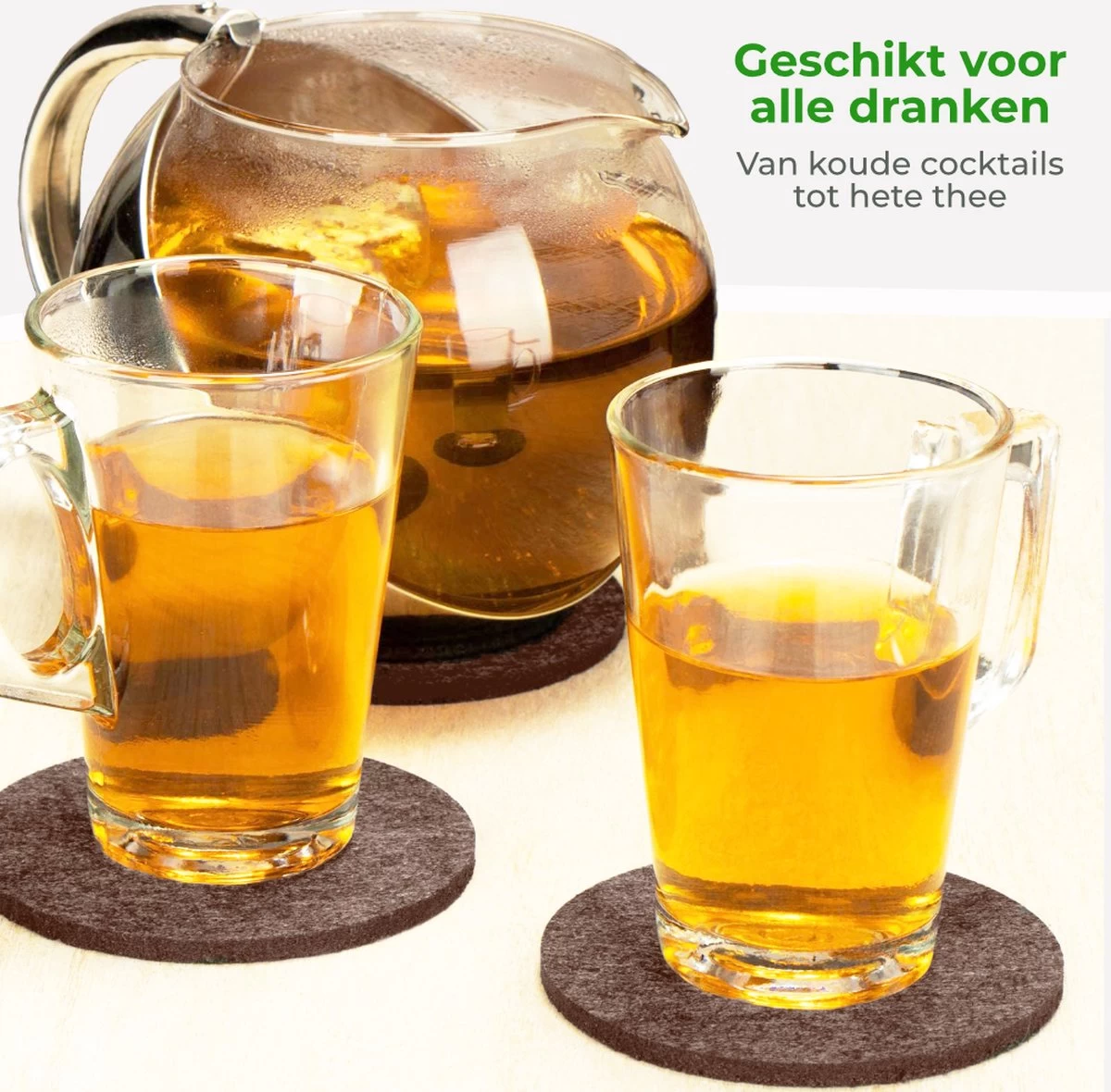 Soothe Onderzetters Voor Glazen - Vilt 10 Stuks – Bruin – Onderzetters Met Houder – Handgemaakt - Hittebestendig, Absorberend En Duurzaam 9 Soothe Onderzetters Voor Glazen - Vilt 10 Stuks – Bruin – Onderzetters Met Houder – Handgemaakt - Hittebestendig, Absorberend En Duurzaam - Afbeelding 9