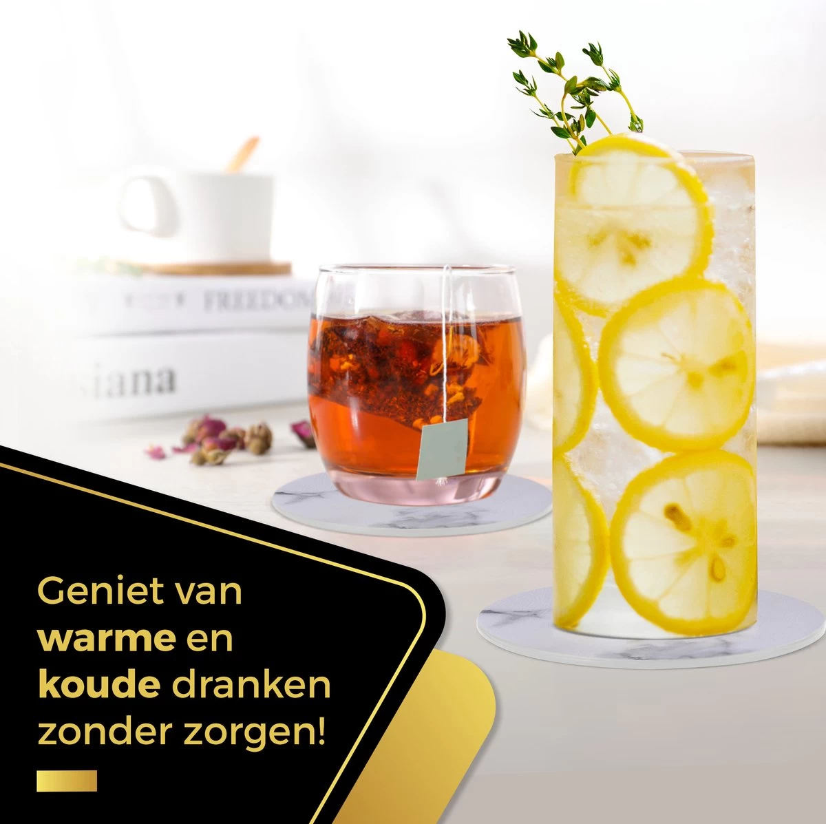 Onderzetters Voor Glazen Met Houder Swissl - Wit - Kunstleer - Marmeren Uitstraling 6 Stuks - Onderleggers 7 Onderzetters Voor Glazen Met Houder Swissl - Wit - Kunstleer - Marmeren Uitstraling 6 Stuks - Onderleggers - Afbeelding 7