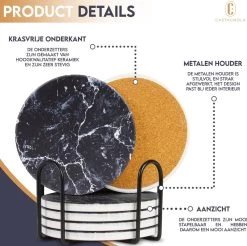 Castagnola Keramische Onderzetters Met Houder – Onderzetters Voor Glazen – Onderzetters Design – Onderzettersset – Drink Onderzetters – Keramisch – Kurk – Set Van 6 – Grijs/Zwart 13 Castagnola Keramische Onderzetters Met Houder – Onderzetters Voor Glazen – Onderzetters Design – Onderzettersset – Drink Onderzetters – Keramisch – Kurk – Set Van 6 – Grijs/Zwart -Brita Verkoop 1200x1197 15