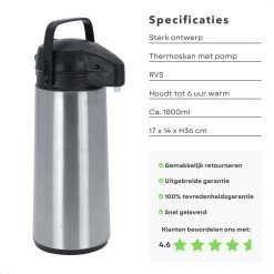 Cheqo® Thermos Pomp - 1.8L Roestvrij Staal - Isoleerkan Met Pomp - Thermoskan Met Pomp - Zwarte Dop & Handvat - Houdt 6 Uur Warm - 1800ml - Afmeting 17x14x36cm 8 Cheqo® Thermos Pomp - 1.8L Roestvrij Staal - Isoleerkan Met Pomp - Thermoskan Met Pomp - Zwarte Dop & Handvat - Houdt 6 Uur Warm - 1800ml - Afmeting 17x14x36cm -Brita Verkoop 1200x1200 173