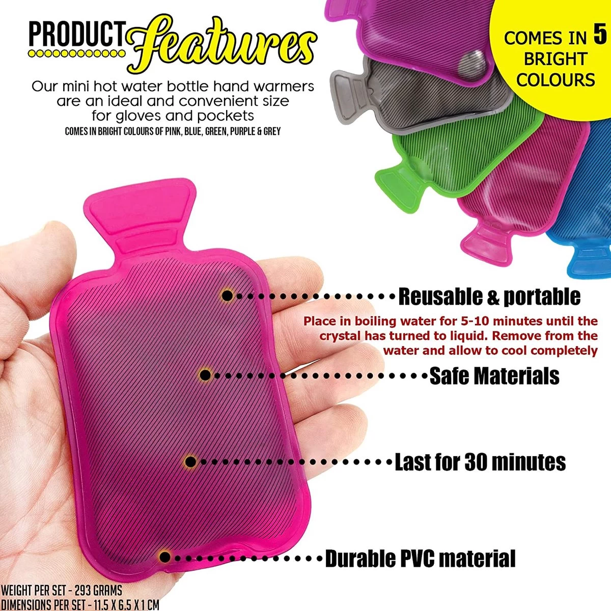 BRAMBLE 5 Mini Handwarmer Kruiken - Herbruikbare Warmwaterkruiken - Knijp Of Draai Voor Directe Warmte - Perfecte Maat Voor Handschoenen En Zakken - Reizen, Sport, Camping, Wandelen 2 BRAMBLE 5 Mini Handwarmer Kruiken - Herbruikbare Warmwaterkruiken - Knijp Of Draai Voor Directe Warmte - Perfecte Maat Voor Handschoenen En Zakken - Reizen, Sport, Camping, Wandelen - Afbeelding 2