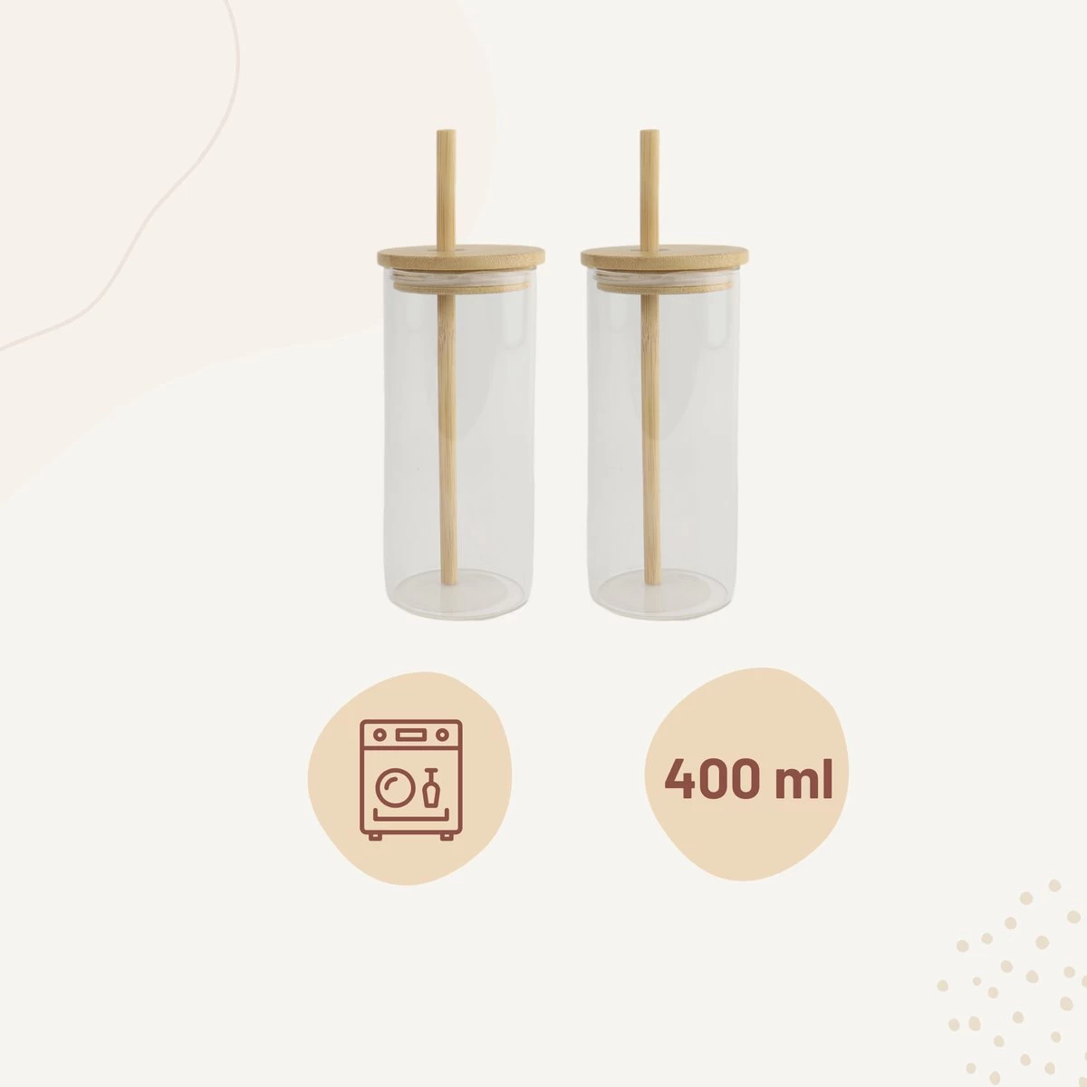 Orange85 Drinkglazen - Met Bamboo Deksel En Rietje - 2 Stuks - 400 Ml - Waterglazen 3 Orange85 Drinkglazen - Met Bamboo Deksel En Rietje - 2 Stuks - 400 Ml - Waterglazen - Afbeelding 3