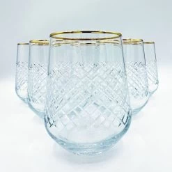 Bohem's - 6 Stuks Handgesneden Drinkglas 'Belinda Gold' - Gehard Glas - Minimalistisch Design -Brita Verkoop 1200x1200 593