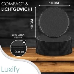 Luxe Leren Onderzetters Met Houder - 16 Stuks - Onderleggers Voor Glazen - Glasonderzetters Voor Op Tafel - Coasters - Zwart - Rond -Brita Verkoop 1200x1200 620