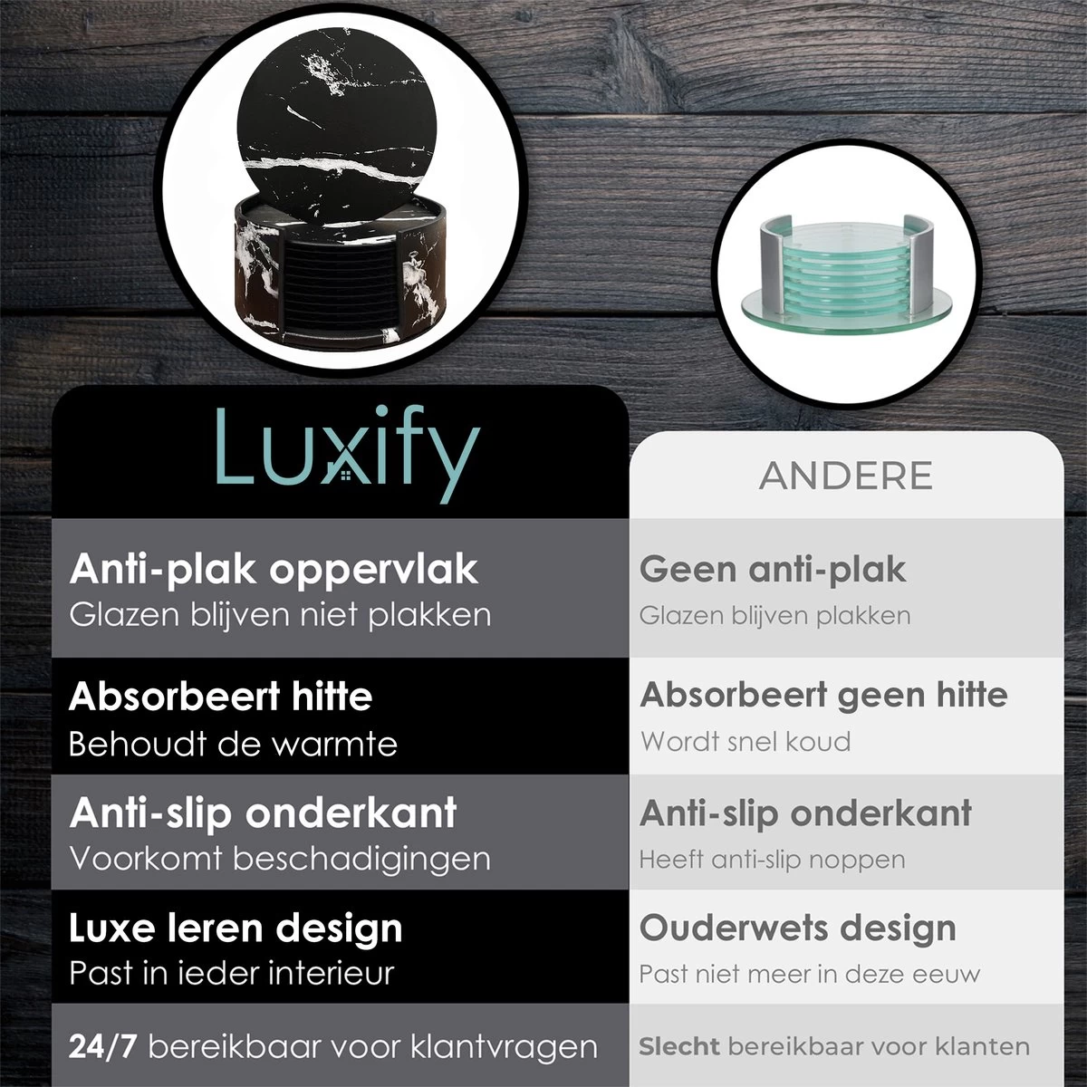 Luxe Leren Marmeren Onderzetters Met Houder - 10 Stuks - Onderleggers Voor Glazen - Glasonderzetters Voor Op Tafel - Coasters - Zwart / Wit - Rond 5 Luxe Leren Marmeren Onderzetters Met Houder - 10 Stuks - Onderleggers Voor Glazen - Glasonderzetters Voor Op Tafel - Coasters - Zwart / Wit - Rond - Afbeelding 5