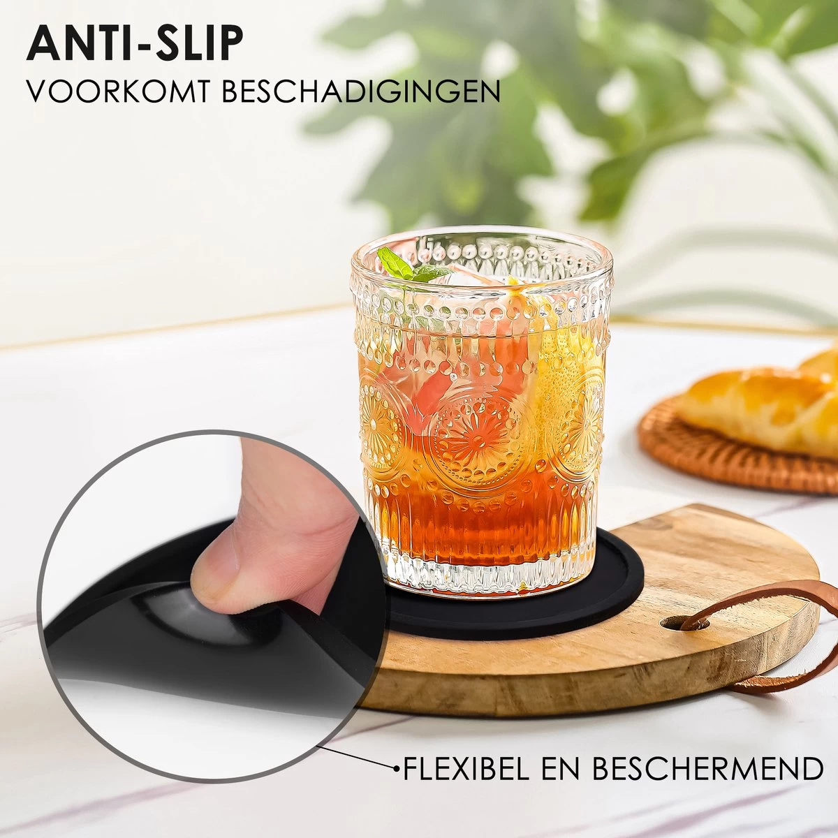 Siliconen Onderzetters Met Houder - 10 Stuks - Onderleggers Voor Glazen - Glasonderzetters Voor Op Tafel - Coasters - Zwart - Rond 2 Siliconen Onderzetters Met Houder - 10 Stuks - Onderleggers Voor Glazen - Glasonderzetters Voor Op Tafel - Coasters - Zwart - Rond - Afbeelding 2