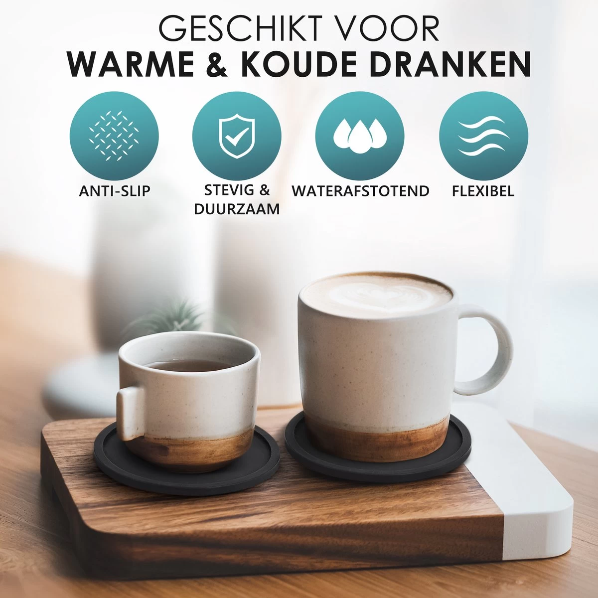 Siliconen Onderzetters Met Houder - 10 Stuks - Onderleggers Voor Glazen - Glasonderzetters Voor Op Tafel - Coasters - Zwart - Rond 3 Siliconen Onderzetters Met Houder - 10 Stuks - Onderleggers Voor Glazen - Glasonderzetters Voor Op Tafel - Coasters - Zwart - Rond - Afbeelding 3