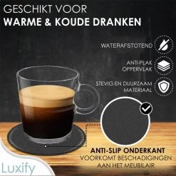 Luxe Leren Onderzetters Met Houder - 10 Stuks - Onderleggers Voor Glazen - Glasonderzetters Voor Op Tafel - Coasters - Zwart - Rond -Brita Verkoop 1200x1200 658