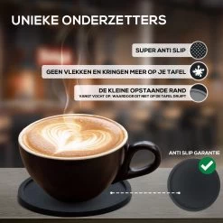Easavida – Onderzetters Voor Glazen – 8 Stuks – Siliconen – Onderlegger – Inclusief Houder – Inclusief E-book – Zwart – Rond Design -Brita Verkoop 1200x1200 683