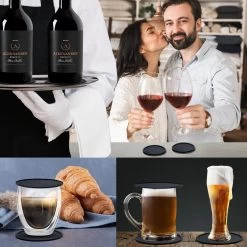 Easavida – Onderzetters Voor Glazen – 8 Stuks – Siliconen – Onderlegger – Inclusief Houder – Inclusief E-book – Zwart – Rond Design -Brita Verkoop 1200x1200 687