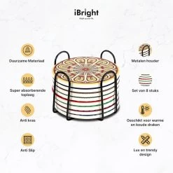 IBright Onderzetters Voor Glazen - Set Van 8 Met Houder - Rond - Bohemian - Oosterse - Mandala Design - Coasters 10 IBright Onderzetters Voor Glazen - Set Van 8 Met Houder - Rond - Bohemian - Oosterse - Mandala Design - Coasters -Brita Verkoop 1200x1200 692