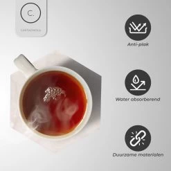 Castagnola Keramische Onderzetters Met Houder – Onderzetters Voor Glazen – Onderzetters Design – Onderzettersset – Drink Onderzetters – Keramisch – Kurk – Set Van 6 – Offwhite -Brita Verkoop 1200x1200 712