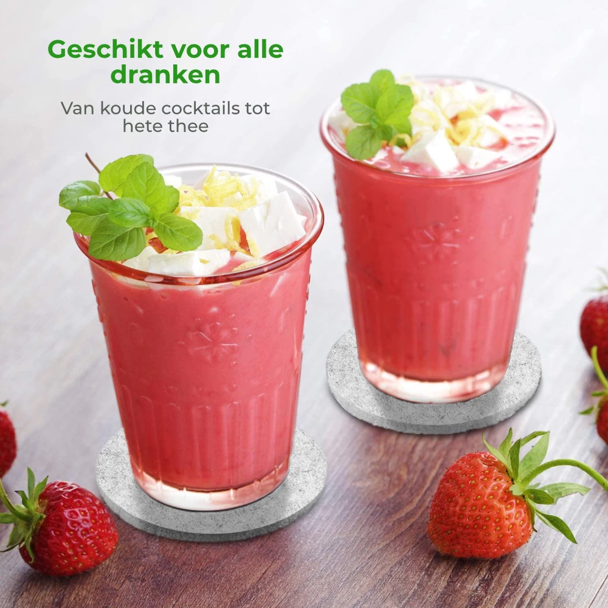 Soothe Onderzetters Voor Glazen - Vilt 10 Stuks – Lichtgrijs – Onderzetters Met Houder – Handgemaakt - Hittebestendig, Absorberend En Duurzaam 2 Soothe Onderzetters Voor Glazen - Vilt 10 Stuks – Lichtgrijs – Onderzetters Met Houder – Handgemaakt - Hittebestendig, Absorberend En Duurzaam - Afbeelding 2