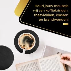 Swissl Leren Onderzetters Voor Glazen - 6 Onderleggers Met Houder - Zwarte Ronde Glasonderzetters Voor Op Tafel - Coasters - Vlak -Brita Verkoop 1200x1200 743