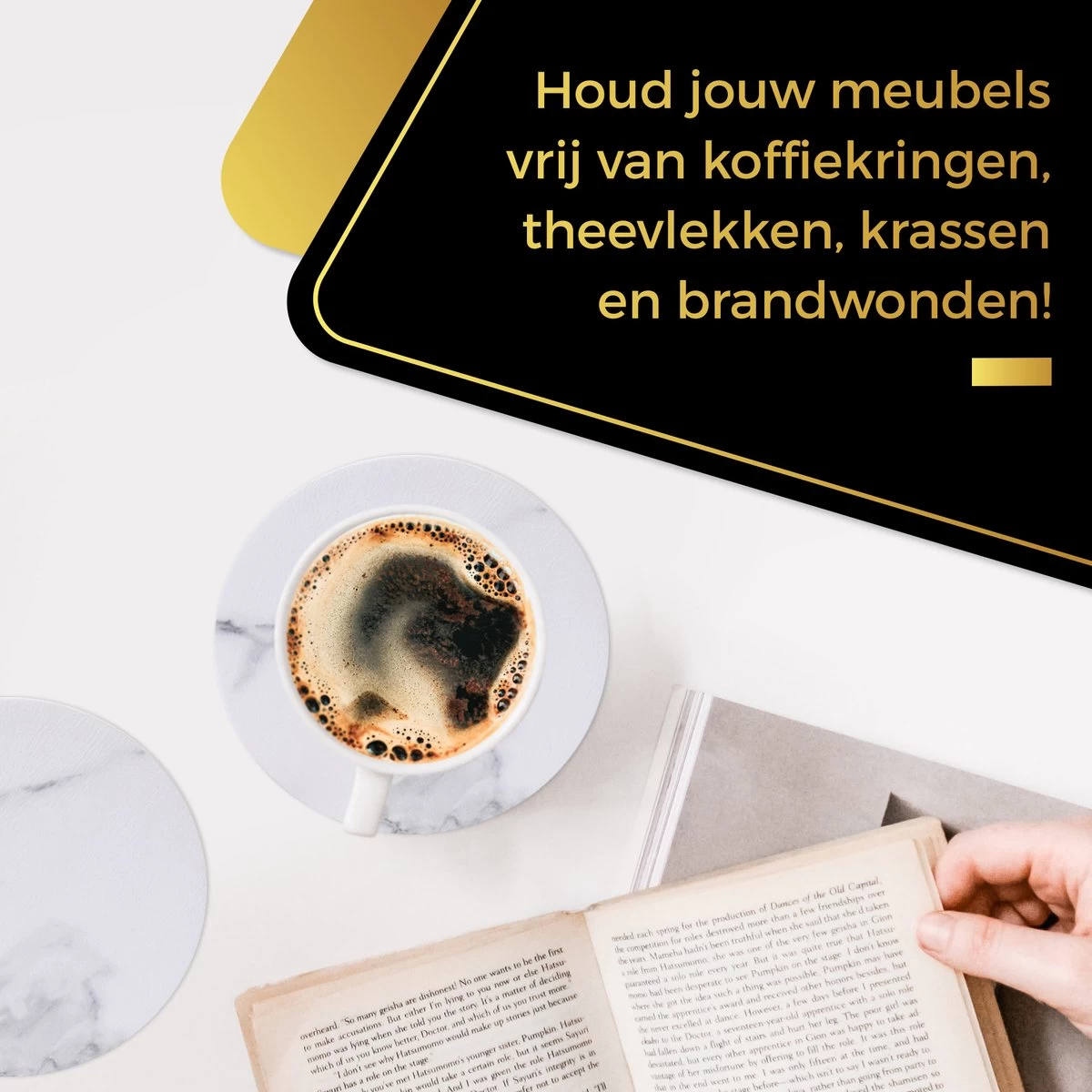 Onderzetters Voor Glazen Met Houder Swissl - Wit - Kunstleer - Marmeren Uitstraling 6 Stuks - Onderleggers 3 Onderzetters Voor Glazen Met Houder Swissl - Wit - Kunstleer - Marmeren Uitstraling 6 Stuks - Onderleggers - Afbeelding 3