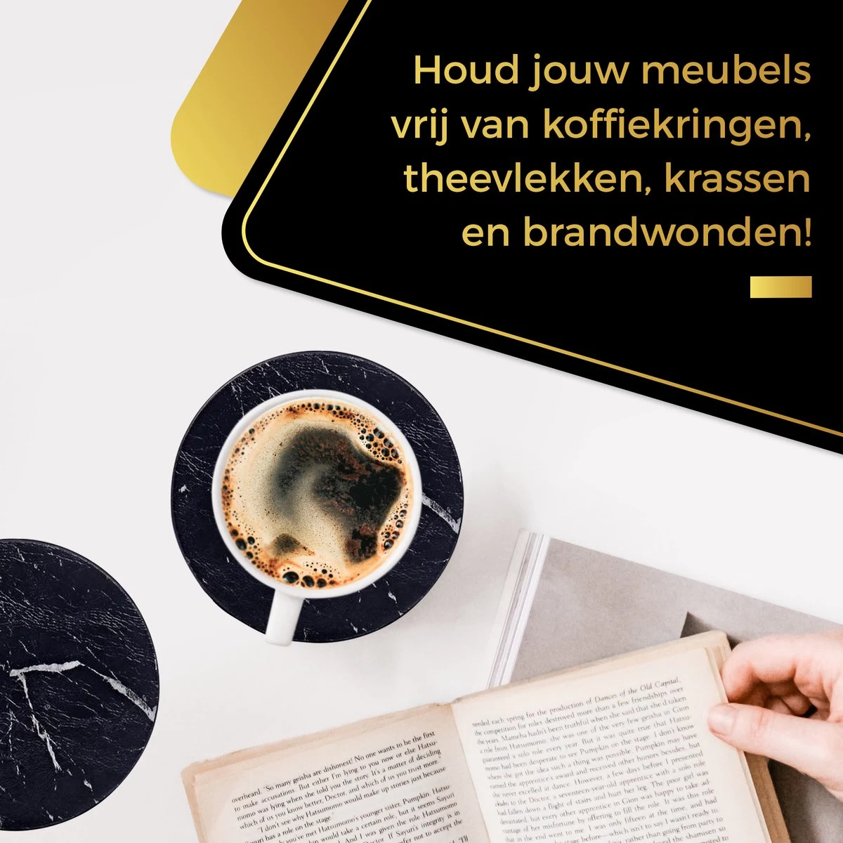 Swissl Leren Onderzetters - Marmer Onderzetters Voor Glazen - Kunstleren Onderleggers Met Houder - Glasonderzetters - Coasters – Zwart - Rond 4 Swissl Leren Onderzetters - Marmer Onderzetters Voor Glazen - Kunstleren Onderleggers Met Houder - Glasonderzetters - Coasters – Zwart - Rond - Afbeelding 4