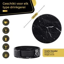 Swissl Leren Onderzetters - Marmer Onderzetters Voor Glazen - Kunstleren Onderleggers Met Houder - Glasonderzetters - Coasters – Zwart - Rond 12 Swissl Leren Onderzetters - Marmer Onderzetters Voor Glazen - Kunstleren Onderleggers Met Houder - Glasonderzetters - Coasters – Zwart - Rond -Brita Verkoop 1200x1200 788