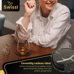 Swissl Leren Onderzetters - Marmer Onderzetters Voor Glazen - Kunstleren Onderleggers Met Houder - Glasonderzetters - Coasters – Zwart - Rond 15 Swissl Leren Onderzetters - Marmer Onderzetters Voor Glazen - Kunstleren Onderleggers Met Houder - Glasonderzetters - Coasters – Zwart - Rond -Brita Verkoop 1200x1200 791