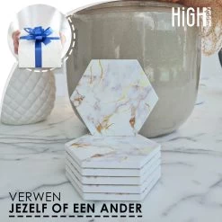 HighSupply Design Onderzetters Van Marmer En Keramiek Voor Glazen – Wit – 6 Onderleggers – Glasonderzetters Met Houder – Kurk 12 HighSupply Design Onderzetters Van Marmer En Keramiek Voor Glazen – Wit – 6 Onderleggers – Glasonderzetters Met Houder – Kurk -Brita Verkoop 1200x1200 812